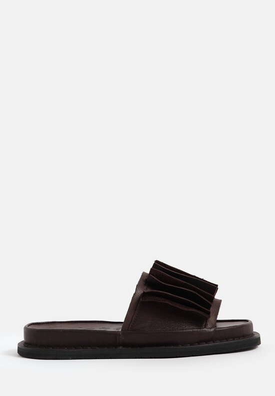 Trippen Waxed Leather Slip On Slate Sandals