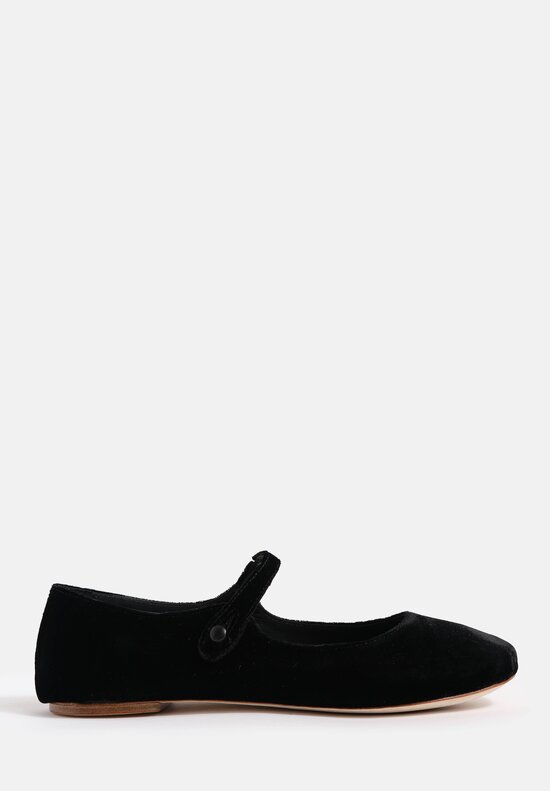 Daniela Gregis Cotton Velvet Ballerina Bottoncino Mary Jane Flats