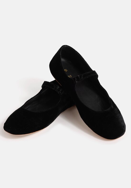 Daniela Gregis Cotton Velvet Ballerina Bottoncino Mary Jane Flats