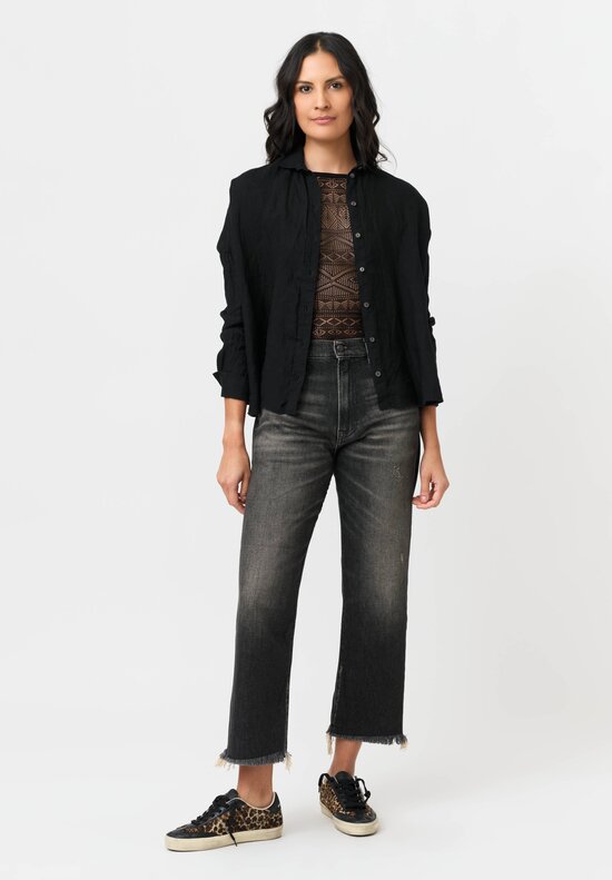 Isabel Benenato Sheer Pattern Knit Long Sleeve Top