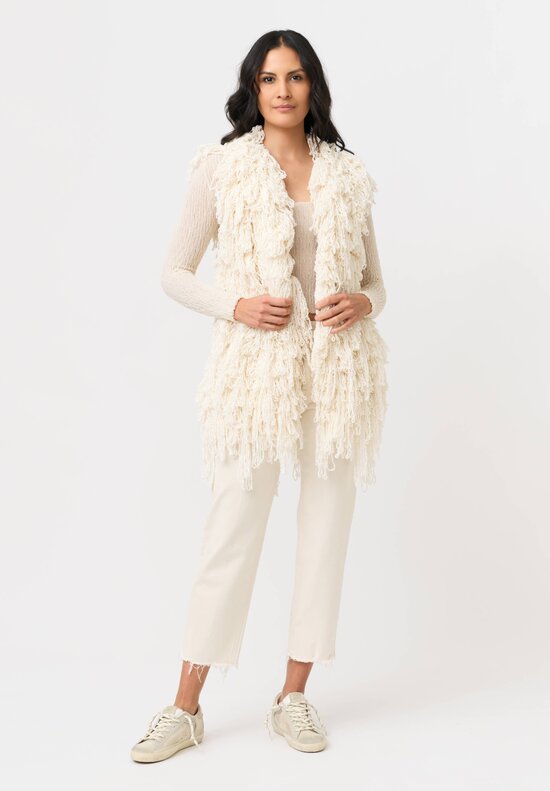 Isabel Benenato Stretch Cotton Gauze Long Sleeve Crop Top