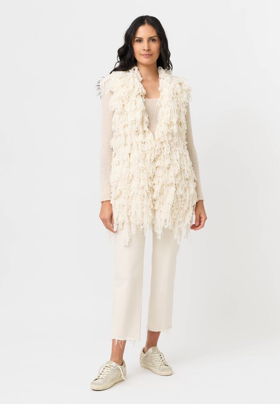 Isabel Benenato Fringed Shag Yarn Vest