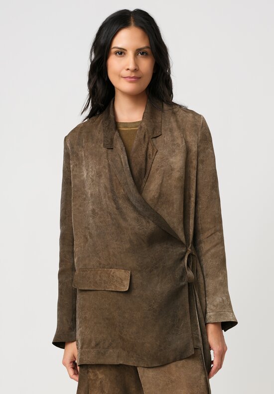 Uma Wang Floral Brocade Jacquard Khloe Jacket in Marbled Brown