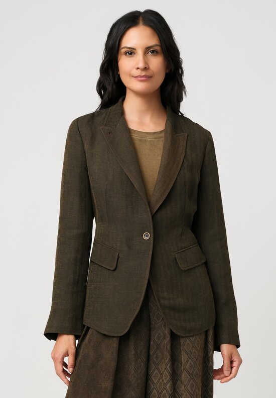 Uma Wang Linen Blend Striped Kylie Blazer