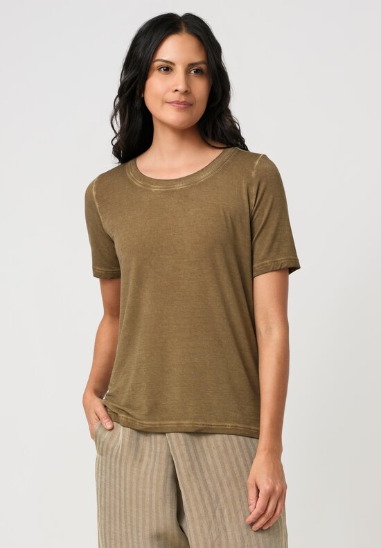 Uma Wang Jersey Knit Tir Tee in Tan Gold