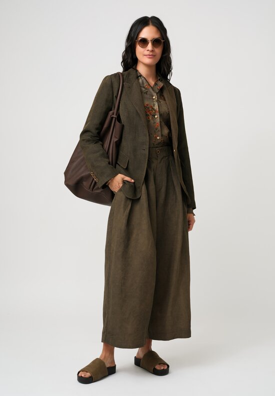 Uma Wang Linen Blend Poetic Pants in Dark Brown
