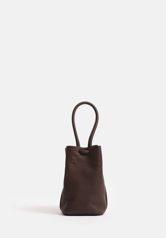 Uma Wang Lamb Leather Small Bucket Bag in Dark Brown