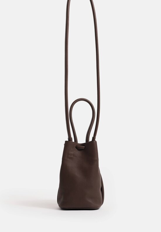 Uma Wang Lamb Leather Small Bucket Bag in Dark Brown