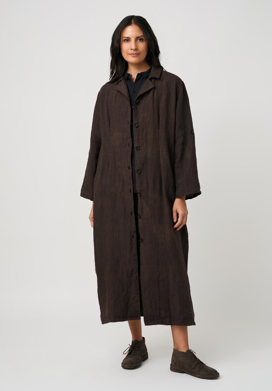 Biek Verstappen Linen Plaid Pleated Dress
