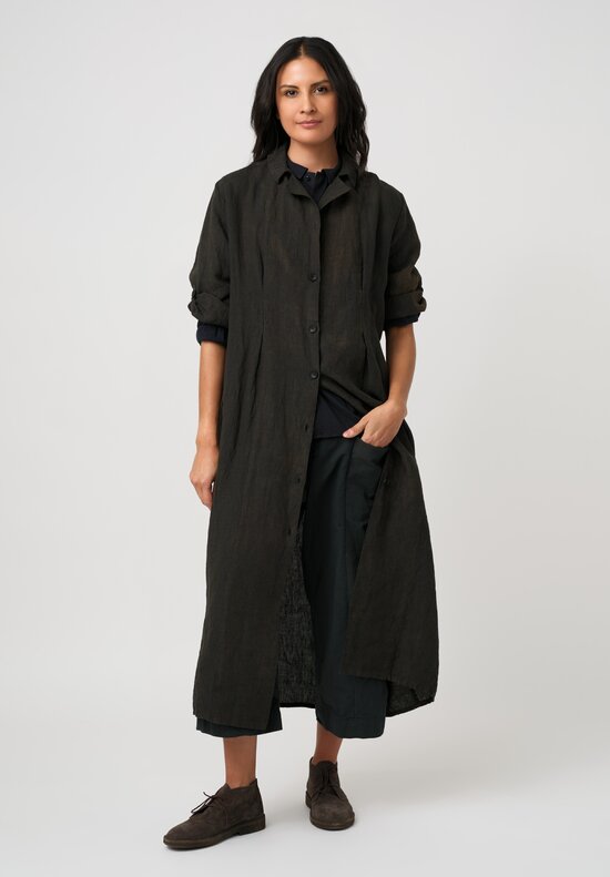 Biek Verstappen Linen Plaid Pleated Dress