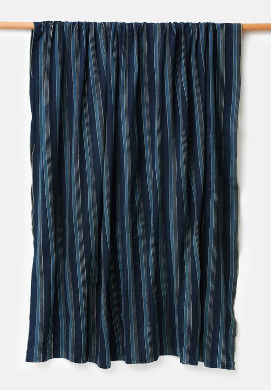 Antique & Vintage Hand Spun Cotton Textile in Dark Striped Mixed Indigo Blue II