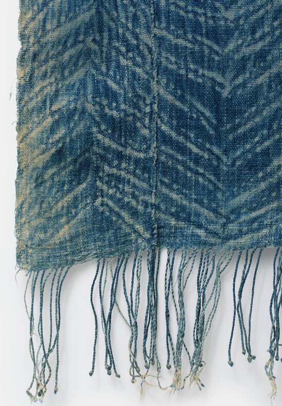 Vintage Indigo Dyed Hand Spun Cotton Throw in Natural & Light Indigo Blue