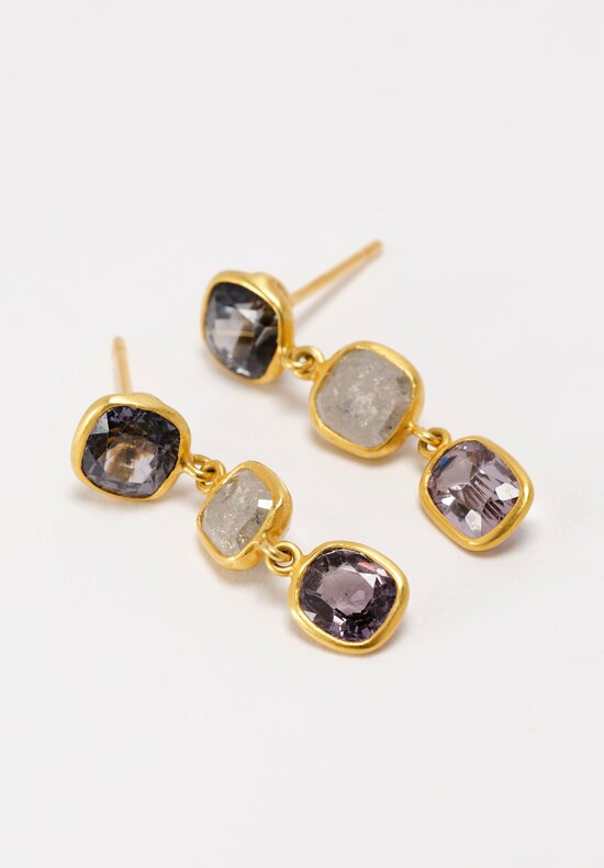 Pippa Small 18K Gold 'The Middle Path' Triple Earrings with Spinel & Diamonds