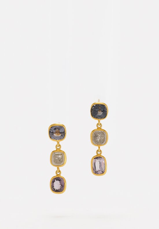 Pippa Small 18K Gold 'The Middle Path' Triple Earrings with Spinel & Diamonds