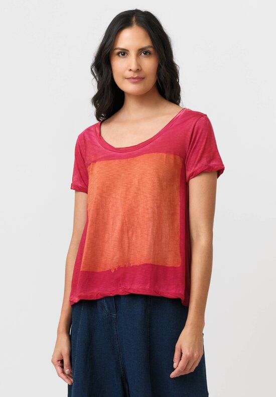 Gilda Midani Cotton Square Pattern Dyed Short Sleeve Monoprix Tee
