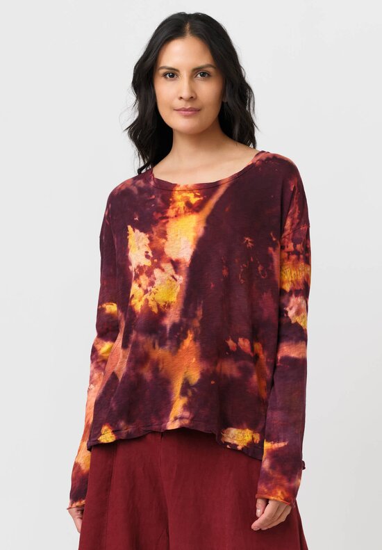 Gilda Midani Cotton Pattern Dyed Long Sleeve Trap Top
