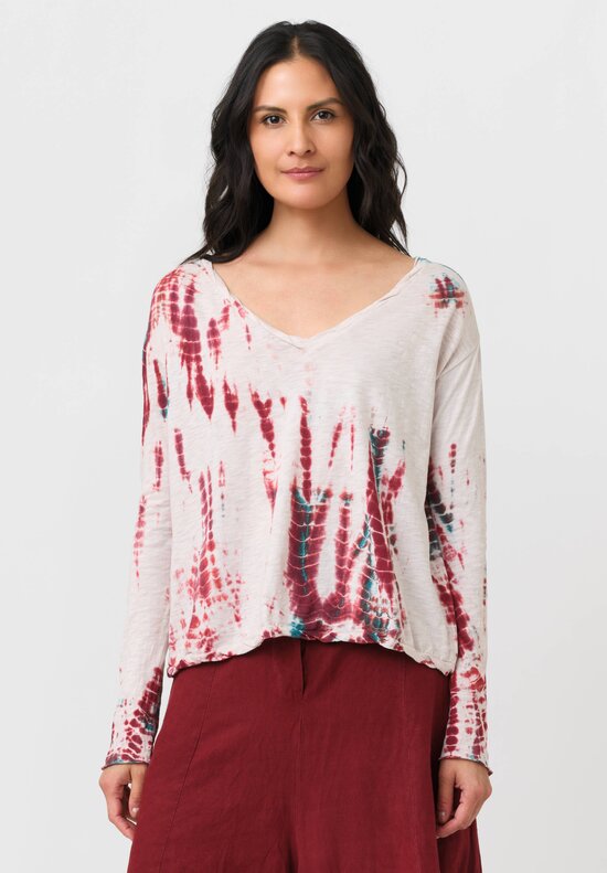 Gilda Midani Cotton Pattern-Dyed V-Neck Trap Top