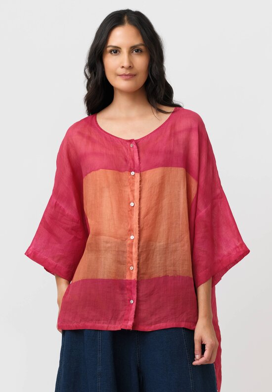 Gilda Midani Linen Square Pattern Dyed Super Shirt