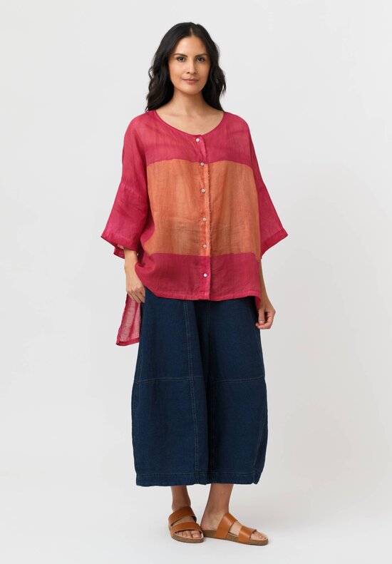 Gilda Midani Linen Square Pattern Dyed Super Shirt