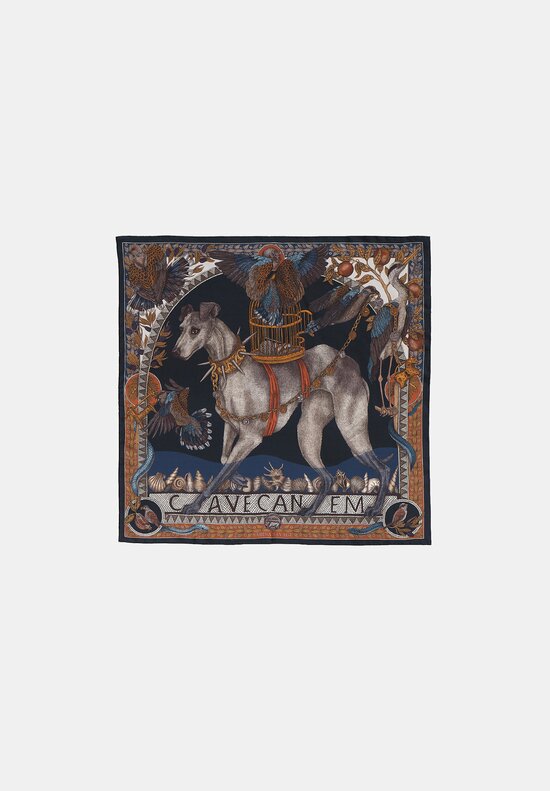 Sabina Savage Silk Twill Cave Canem Scarf in Water Ink