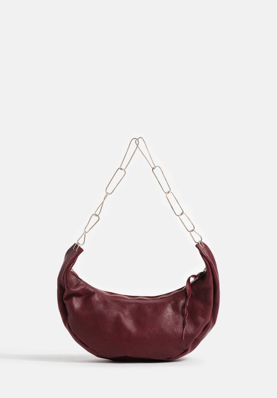 m.a+ Handmade Chain & Leather Crescent Bag in Aubergin Red