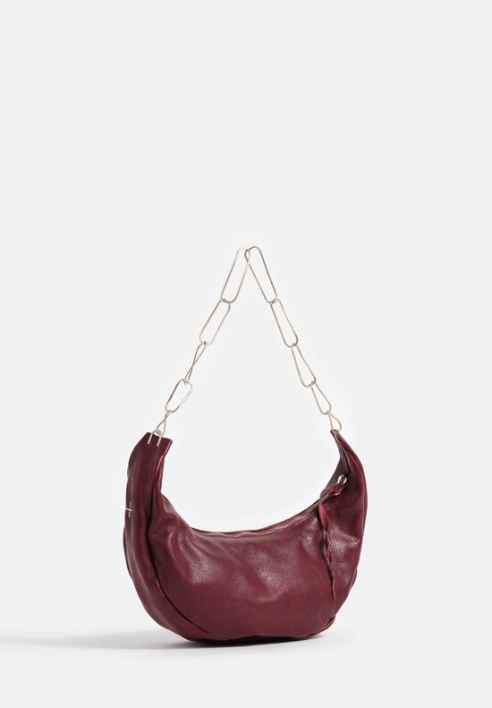 m.a+ Handmade Chain & Leather Crescent Bag in Aubergin Red