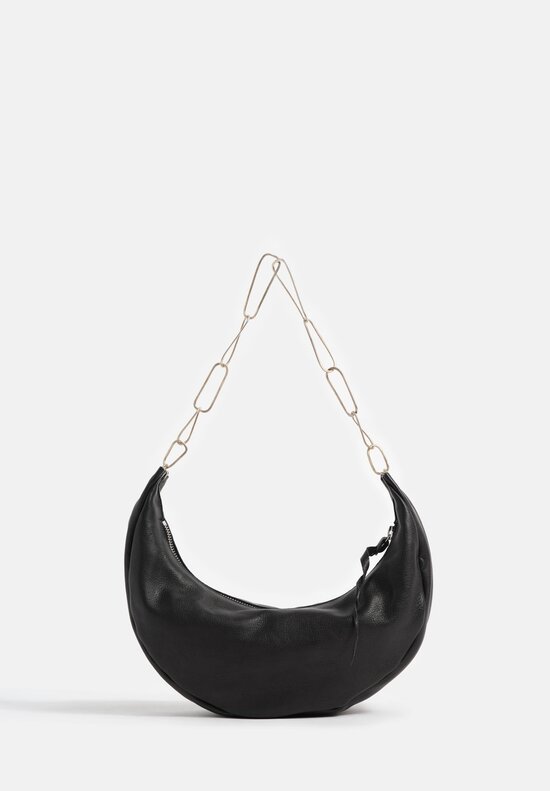 m.a+ Handmade Chain & Leather Crescent Bag in Black