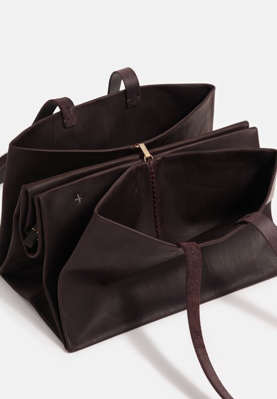 m.a+ Handmade Leather PHI Φ Envelope Bag in Aubergine Brown