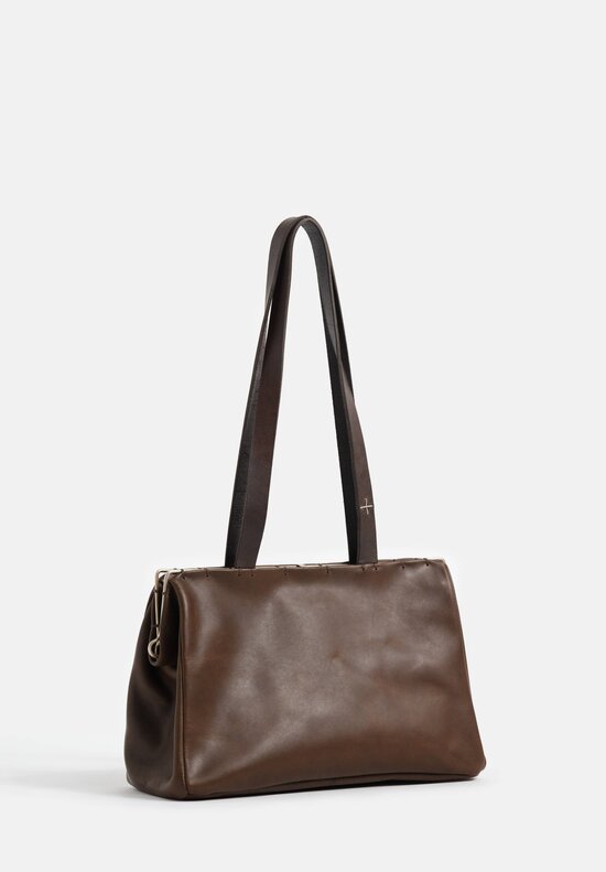m.a+ Smooth Buffalo Leather & Silver Frame Small Pochette Bag in Military Green