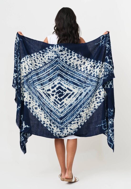 I Pezzi Dipinti Shibori Dyed Ziggurat Shamina Indigo Navy + White