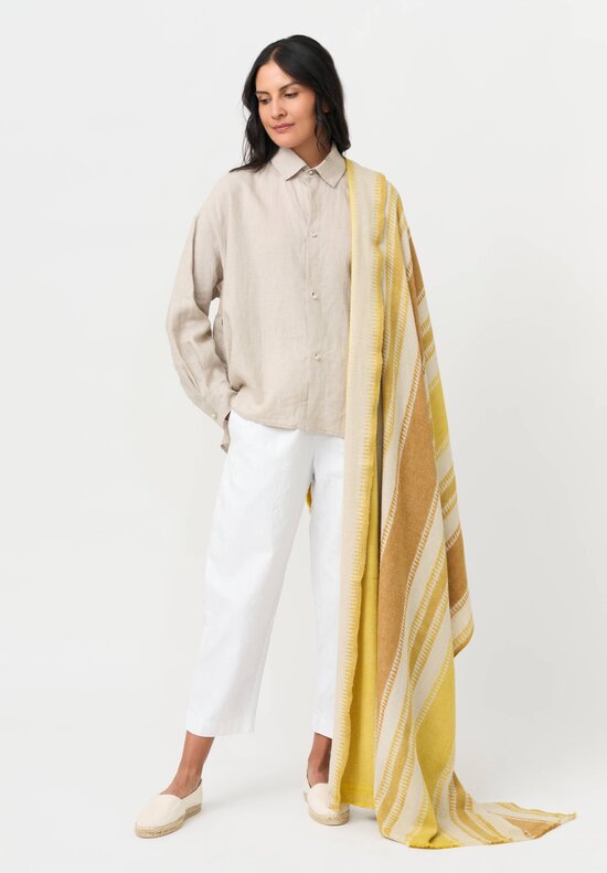 I Pezzi Dipinti Cashmere Baldan Striped Shawl Yellow + Natural