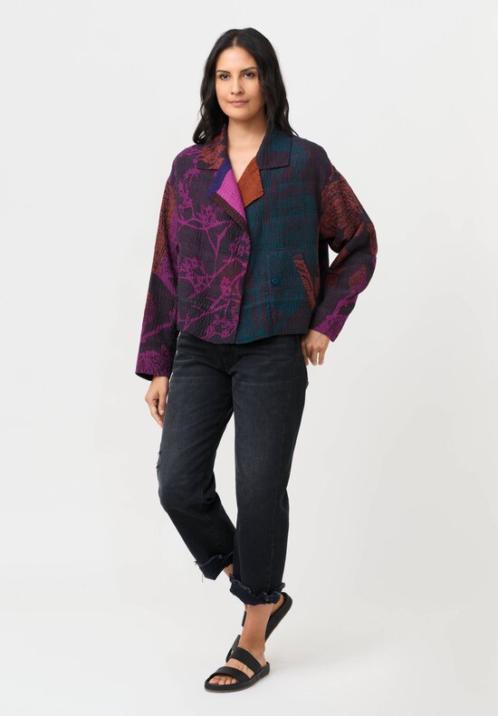 Mieko Mintz Night Flowers Kantha Lapeled Short Jacket
