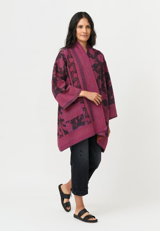 Mieko Mintz Cotton A-Line Jacket in Pink & Plum