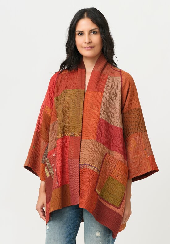 Mieko Mintz Cotton/ SIlk 4-Layer Brocade Patch A-Line Jacket