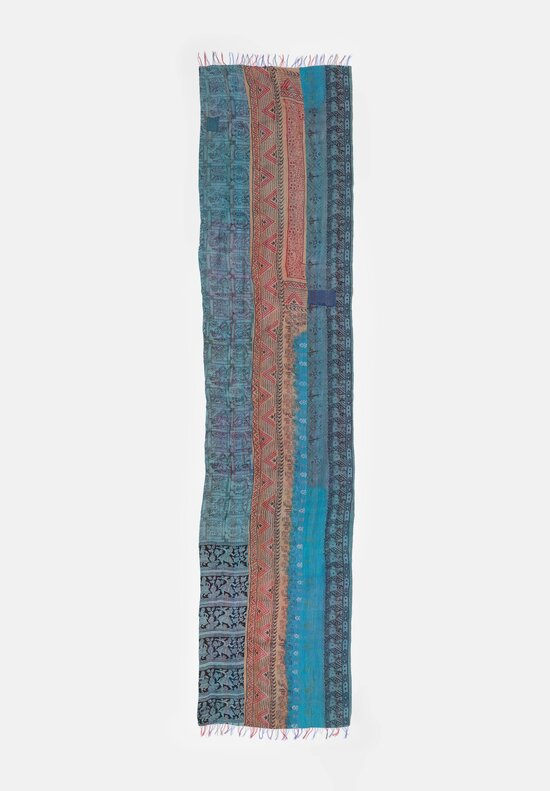 Mieko Mintz Vintage Silk Kantha Scarf in Violet, Teal & Pink