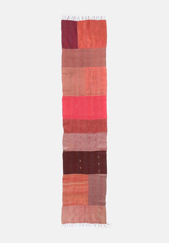 Mieko Mintz Vintage Silk Kantha Scarf in Rust, Salmon & Black