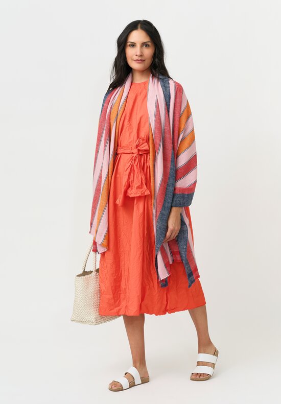 Daniela Gregis Washed Cotton Side Gathered Abito Pesca Dress
