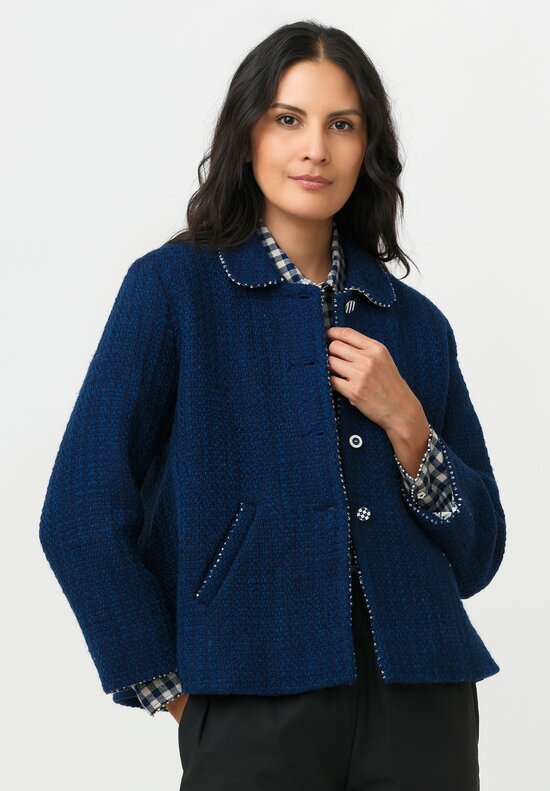 Péro A-Line Jacket in Navy Woven Tweed