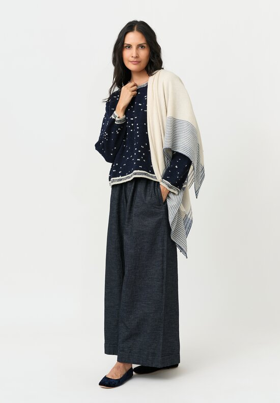 Pero Woven Pashmina Cashmere Scarf With French Knot Edges