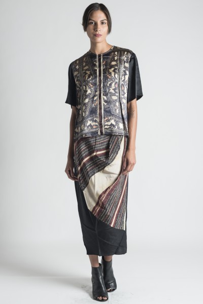 Gary Graham Block Print Silk Skirt in Black | Santa Fe Dry Goods ...