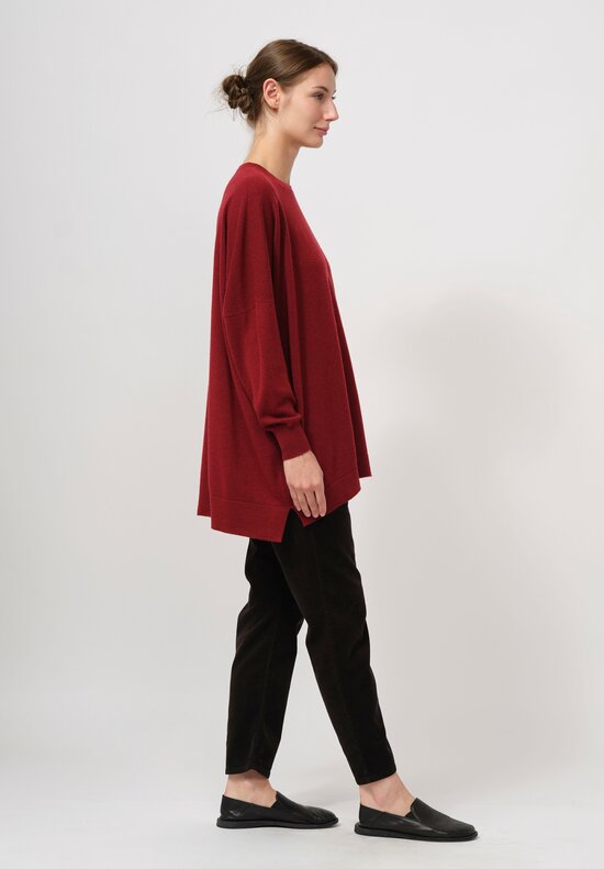 Hania New York Cashmere Marley Crewneck Sweater in Russet Red	