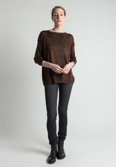 Avant Toi Crew Neck Light Cashmere/Silk Sweater in Brown | Santa Fe Dry ...