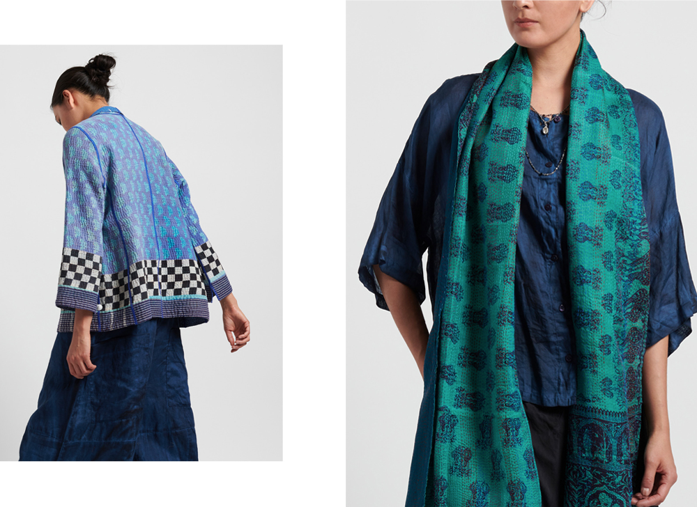 Blue and Green Mieko Mintz Jacket and Scarf