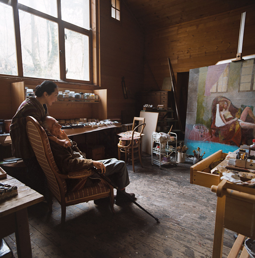 Setsuko Klossowska de Rola with Husband and Painter Balthus