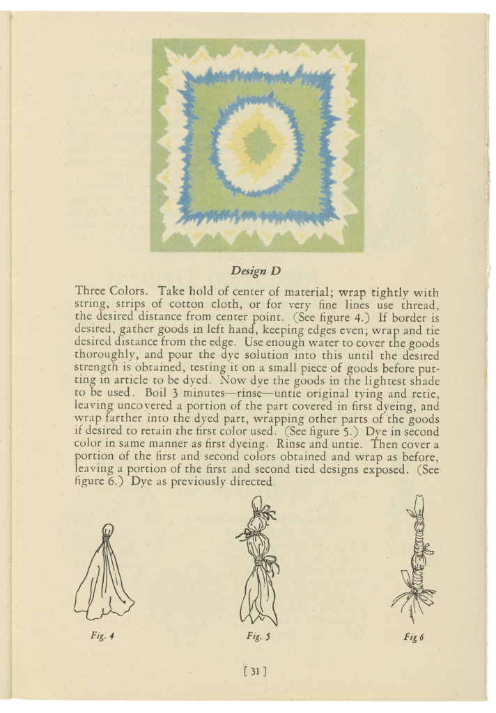 The Monroe Chemical Company 1928 Catalog Page 3 of The Art of Tied Dyeing Article
