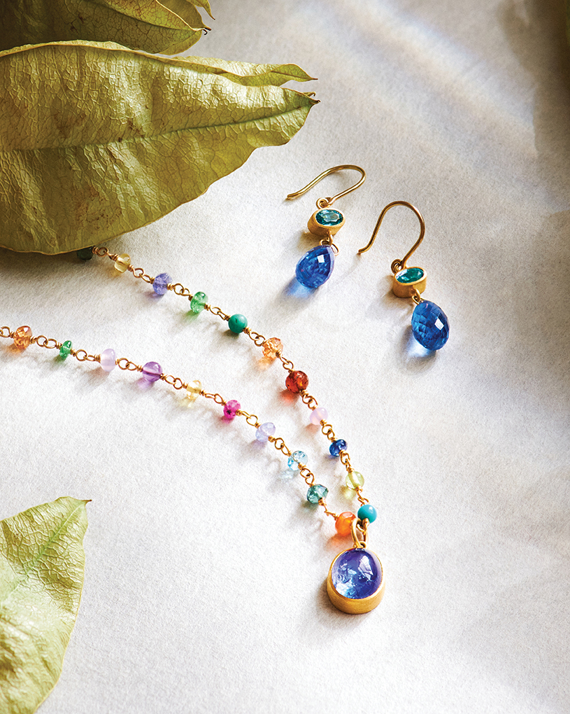 Mallary Marks' Colorful Necklace and Earirngs