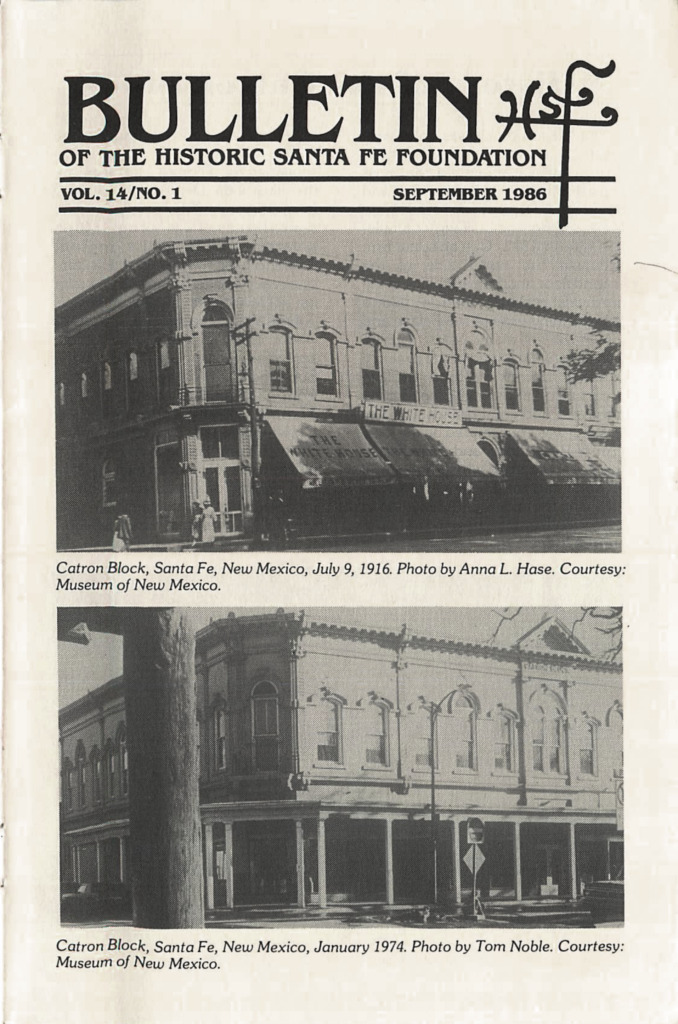 September 1986 Cover of the Historic Santa Fe Foundation Bulletin